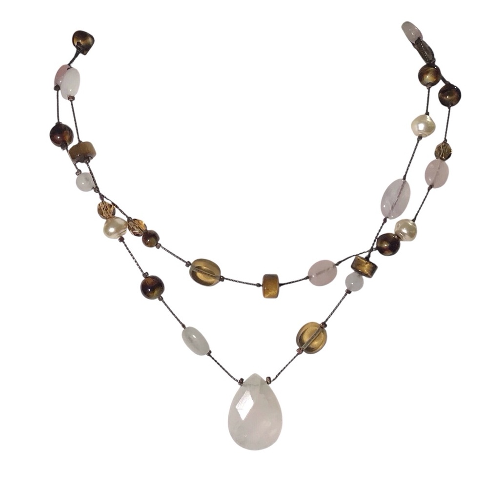 Lia Sophia Beaded Necklace Double Strand Tear Drop - Picture 7 of 7
